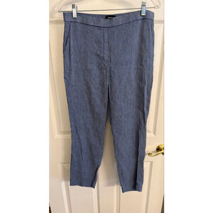 Theory women's linen-blend trousers pull-on blue chambray size 8